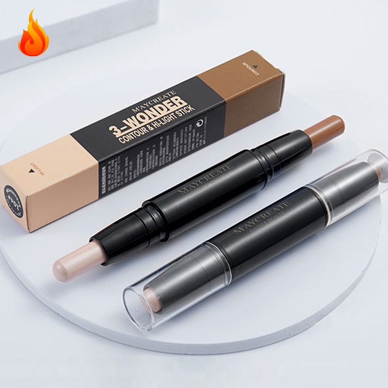 Double-headed contour stick concealer make-up waterproof high-gloss stick three-dimensional face brightening pen LQZTH