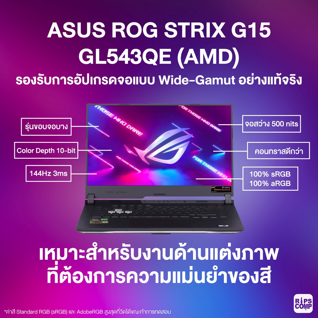 จอโน้ตบุ๊ค 15.6 นิ้ว IPS Pro Creator X 144Hz (100 AdobeRGB) LED Slim 40 ...