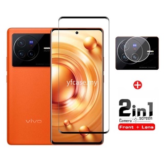 ฟิล์มกระจกนิรภัยกันรอยหน้าจอ และเลนส์กล้อง แบบเต็มจอ สําหรับ Vivo X80 X80 X70 X60 X50 Pro V23 Pro V23e V21 V21e Y76 5G Y50 Y30