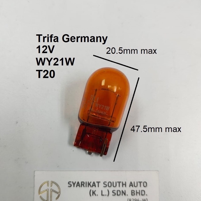 12V WY21W หลอดไฟ Amber T20 7440 สีเหลือง Trifa 81781 WX3x16d สัญญาณ Wedge ฐานไฟท้ายด้านหน้าด้านหลังเ