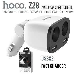 Hoco Z28 ที่ชาร์จในรถ 3.1A ที่ชาร์จเสียบที่จุดบุหรี่ Power Ocean In-Car Charger With Digital Display Dual USB