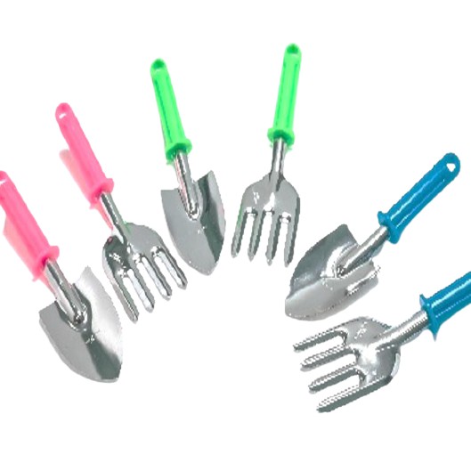 ชุด เสียม + ส้อม ด้ามสี(คละสี)  อุปกรณ์ทำสวน ชุด 2 ชิ้น ชุดเครื่องมือ อุปกรณ์ทำสวน และปลูกต้นไม้ขนาดเล็ก