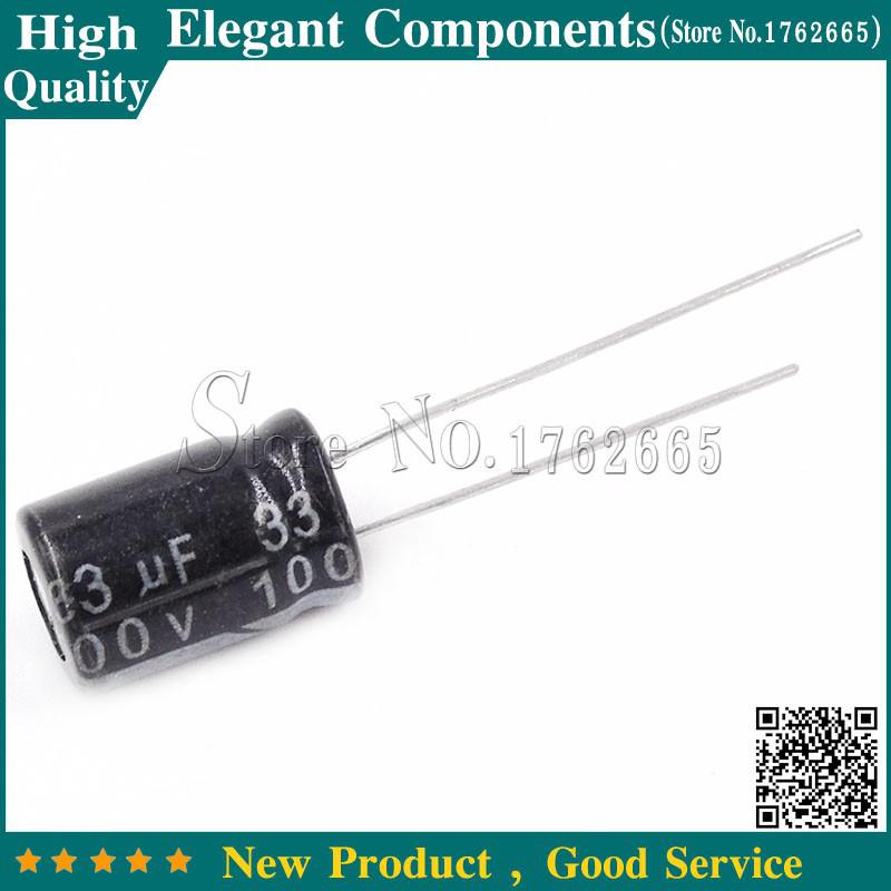 50PCS 100V 33UF 33UF 100V Electrolytic Capacitor Size 8*12MM 100 V / 33 UF Alumi