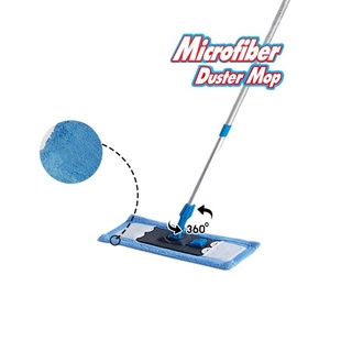 ม็อบดันฝุ่นไมโครไฟเบอร์ ชนิดใยละเอียด สีฟ้า ไม้ถูพื้น ไม้รีดน้ำ microfiber dust mop Fine fiber, blue