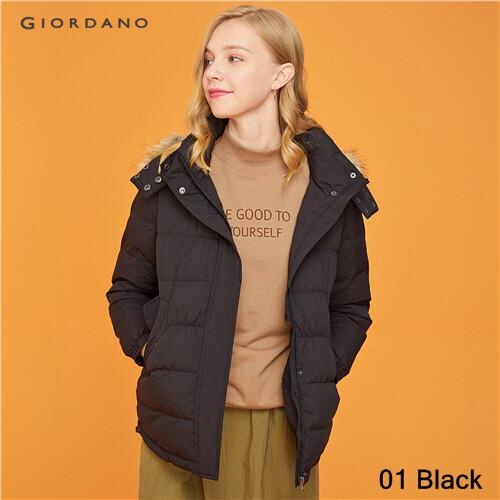 GIORDANO WOMEN Detachable hooded 80% duck down jacket 13379808