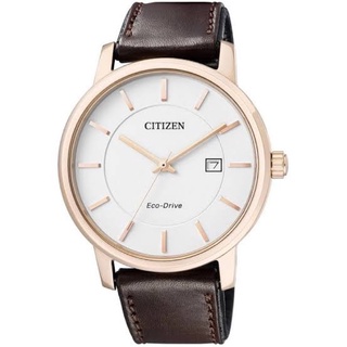 CITIZEN Eco-Drive Sapphire Glass Mens Watch สายหนังแท้ สีน้ำตาล/สีทอง Stainless Strap รุ่น BM6753-00A