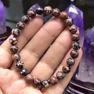 กำไรข้อมือหินแท้ กำไรหิน Red snowflake jasper ขนาด 8 มิล