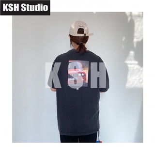 【2022New】[พร้อมส่ง]  Kith x BMW cooperation blue sky and white clouds MPOWER embroidered box cotton short-sleeved T-shir