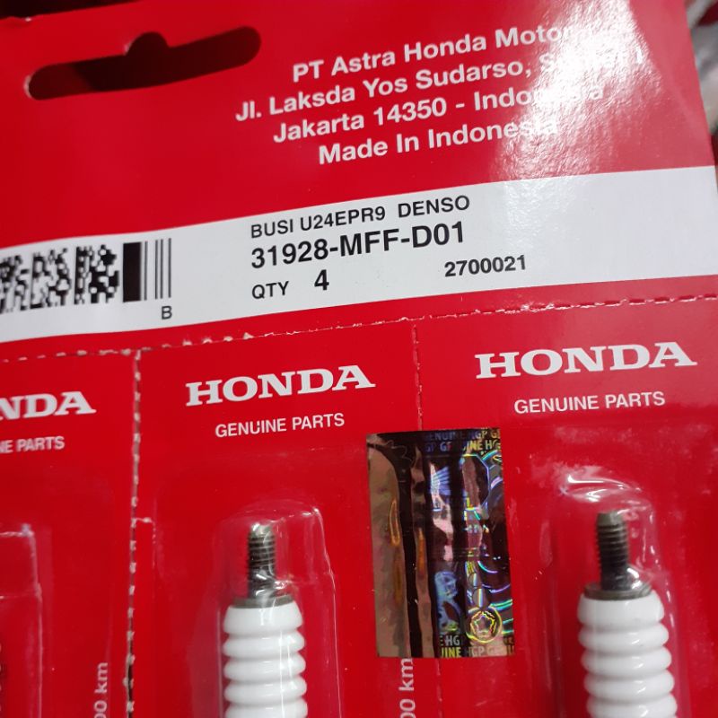 31928MFFD01 BEAT CARBON SPARK PLUG, SPARK PLUG U24 EPR9 (DENSO)