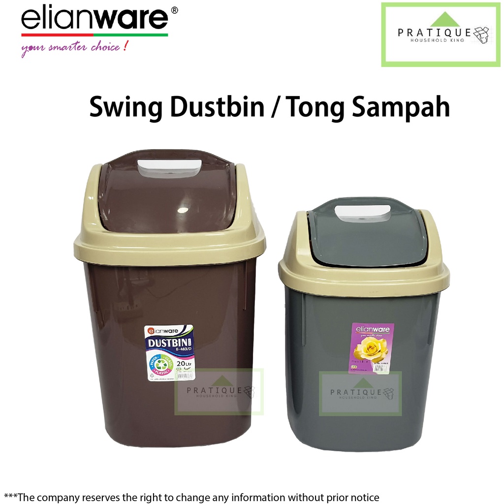 Elianware Swing Top Dustbin / Recycle Dustbin / Flip Top Bin / Tong Sampah / ถังขยะ