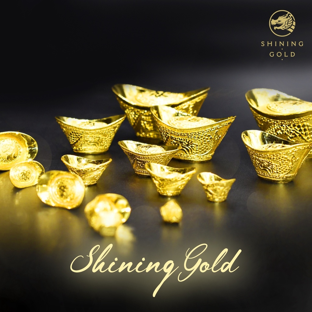 SHINING GOLD กิมตุ้งทอง ทองคำแท้96.5% ฮก ลก ซิ่ว น้ำหนัก 1.9 กรัม / 1 สลึง / 2 สลึง