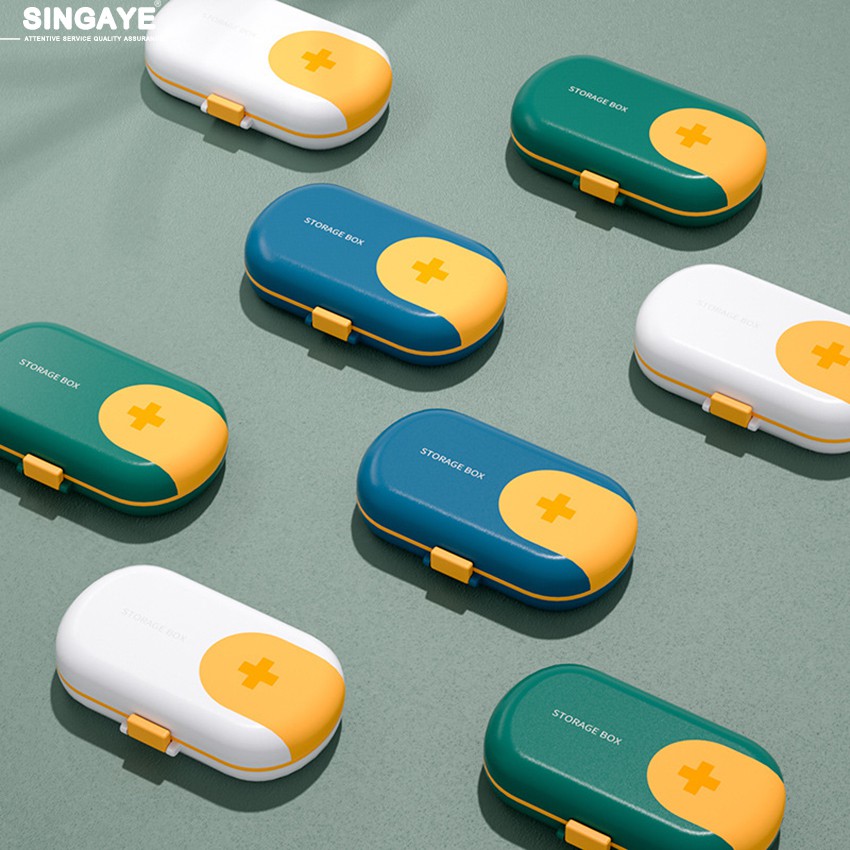 singaye กล่องเก็บยา พร้อมที่ตัดยา กล่องใส่ยา
