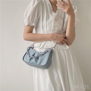 กระเป๋าสะพายข้าง(พร้อมส่ง)เวอร์ชั่นเกาหลีของการออกแบบเฉพาะช่องใต้วงแขนพับกระเป๋าเมฆฤดูร้อน 2021 ใหม่ไหล่โซ่อะคริลิกระเป๋