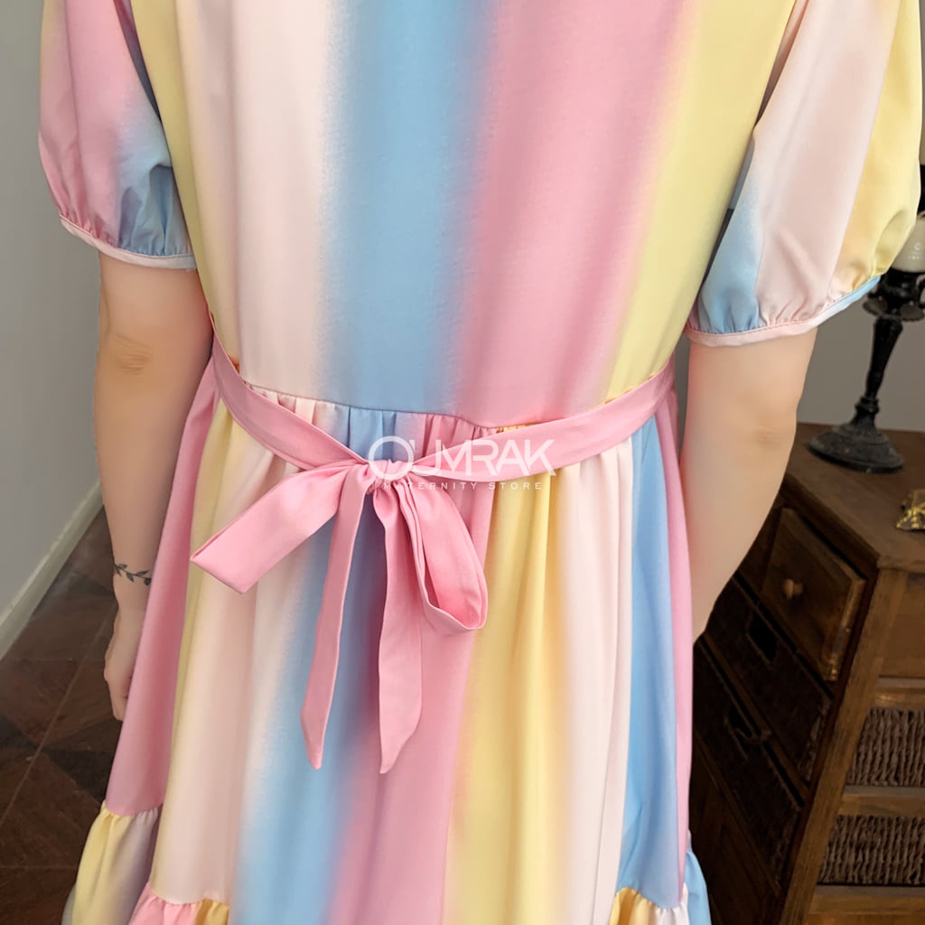 ( มีซับใน + ให้นมได้ ) ชุดเดรสคลุมท้องผ้าไหมอิตาลี BC1096-1 - รูปที่ 5