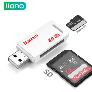 Llano เครื่องอ่านการ์ดรีดเดอร์ ความเร็วสูง USB 2 in 1 TF SD อเนกประสงค์ แบบพกพา