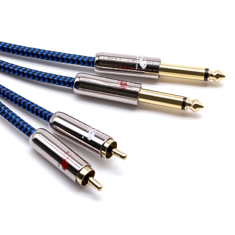 Golley สายเคเบิ้ลเสียงสเตอริโอ Rca To Dual 1/4 นิ้ว Ts 6.5 มม. สีฟ้า ราคา ถูกที่สุด ดีลบีเคเค แกลเลอรีภาพที่ 3