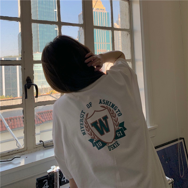 Korean เสื้อยืดเกาหลี W ผ้าคอนตอน USKIE โอเวอร์ไซส์ รูปที่ 3