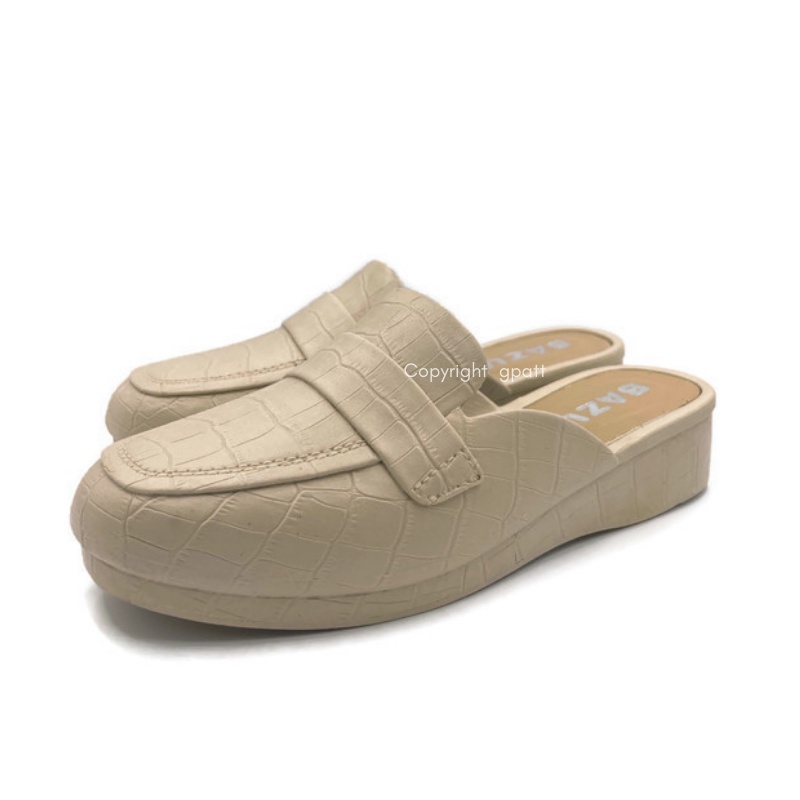 Gpatt : Cracked Loafer Backless รองเท้าเปิดส้น 2179 รองเท้าผู้หญิง