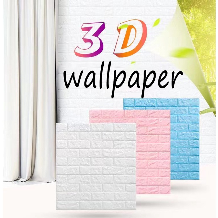 ถูกสุด วอลเปเปอร์ติดผนัง 3D 70*77cm หนา 4 mm แผ่นใหญ่ มีกาวในตัว กันน้ำ สติกเกอร์ติดผนัง WALLPAPER ติดผนัง คละสีได้จ้า
