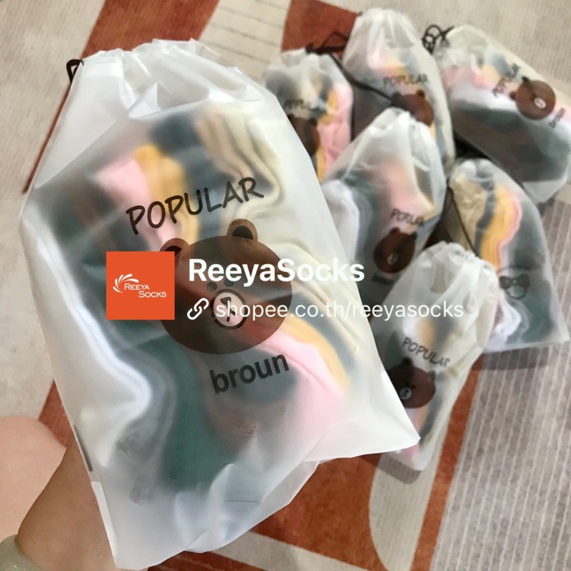 🧸ถุงเท้าหมี🧸ผู้หญิง ข้อสั้น แพค10คู่10สี‼️พร้อมส่งจากไทย🚚🧦🧦🧦 reeyasocks