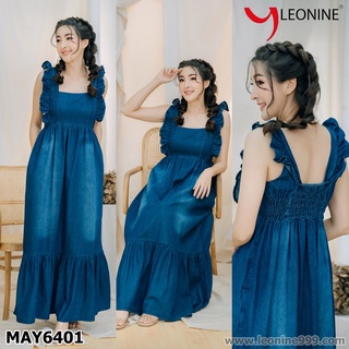 แม๊กซี่เดรสยีนส์ Maxi Dress jeans Leonine MAY6401 แซกยีนส์ยาว  เดรสยีนส์ยาว เดรสยีนส์ ชุดยีนส์แฟชั่น ชุดเดรส