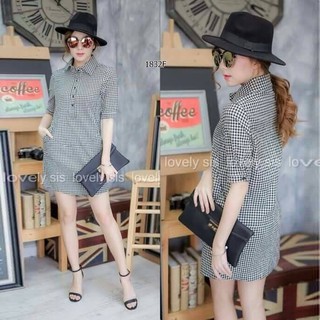 CL1832 Dress เดรสเชิ้ตผ่าติดกระดุมแกะออกได้