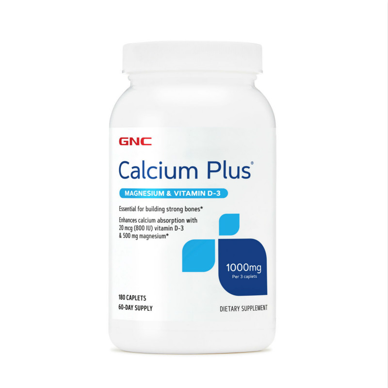 GNC Calcium Plus 1000 mg 180 Tablets Magnesium & Vitamin D-3 แคลเซียม แมกนีเซียมและวิตามินดี -3 สหรั