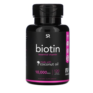 Sports Research Biotin with Coconut Oil 10,000 mcg 120 Veggie Softgels