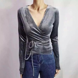 Tie around velvet top