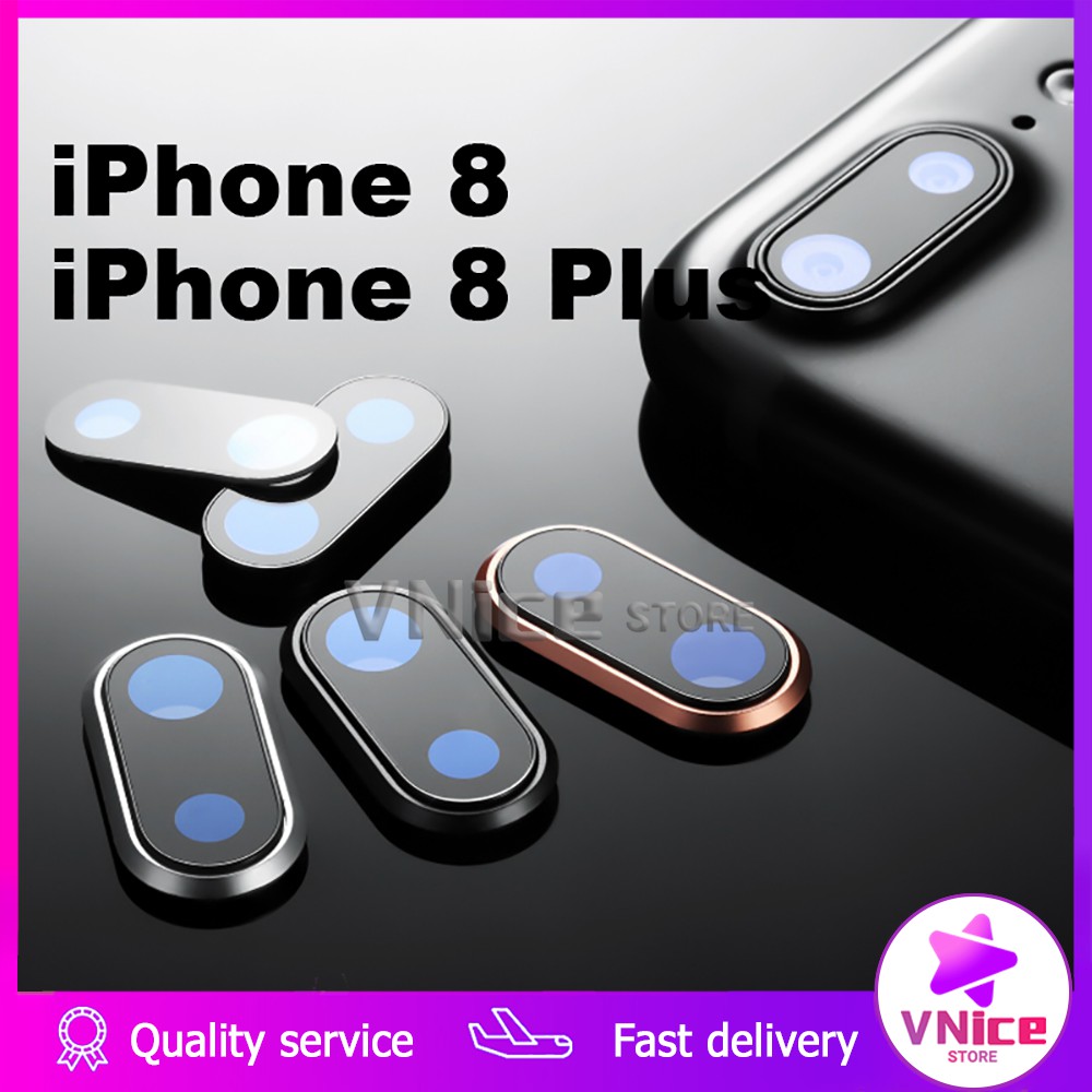 เลนส์กระจก - iPhone 8 plus 8+ (ฝาครอบ+กระจก)   กระจกกล้องหลัง  ฝาครอบ กล้องหลัง