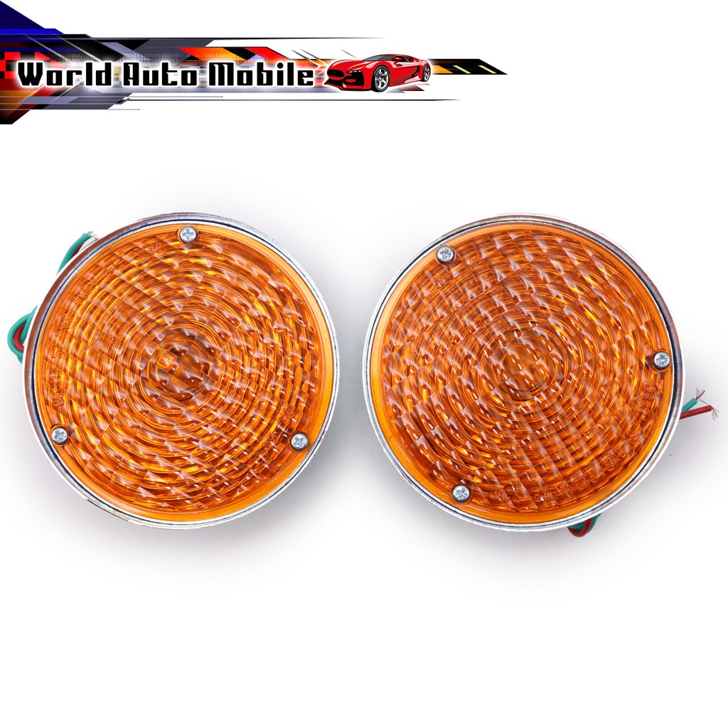 ไฟหรี่ ข้าง ทรงกลม แบบสกรู เลนส์สีส้ม 2 ชิ้น ขนาด 4.5นิ้ว Jeep  Willys Jeep CJ3 CJ5 CJ6 CJ2A CJ3A CJ