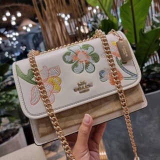 COACH  KLARE CROSSBODY IN SIGNATURE CANVAS WITH FLORAL EMBROIDERY