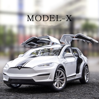 Tesla อุปกรณ์เสริม1:20 Tesla Model X Alloy Car Model Diecast Metal Toy Modified Vehicles Car Model Simulation Collection