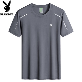 Playboy T-shirt Mens Half-sleeve Summer New Summer Ice Silk Quick Dry Short-sleeved