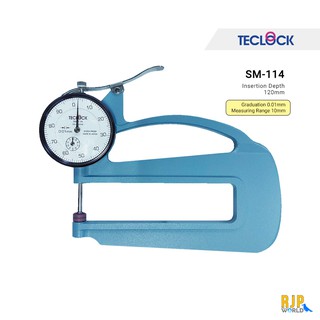 Teclock ไดอัลเกจวัดความหนา ขนาด10มิล ความละเอียด 0.01มิล รุ่น SM-114 - Dial Thickness Gauge Range 10mm. Graduation 0.01