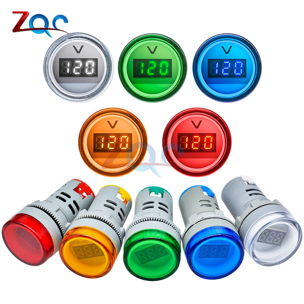 22MM AD16 AD16-22DSV ประเภท AC 60-500V Mini LED เครื่องวัดแรงดันไฟฟ้าดิจิตอลจอแสดงผลโวลต์มิเตอร์ไฟแสดงสถานะ/หลอดไฟนักบิน 110V 220V