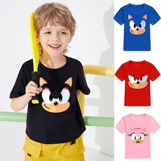 เสื้อยืด พิมพ์ลายการ์ตูนเม่นตลก SONIC สําหรับเด็กผู้ชาย และเด็กผู้หญิง