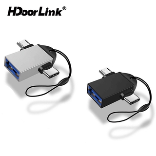 Hdoorlink OTG Type C อะแดปเตอร์ 2in1 OTG Micro Usb แปลง USB C 3.0 แฟลชไดรฟ์เชื่อมต่อสําหรับสมาร์ทโฟน