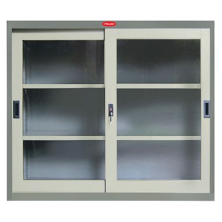 File cabinet STEEL CABINET PRELUDE PS-313 GREY Office furniture Home &amp; Furniture ตู้เอกสาร ตู้เหล็กบานเลื่อนกระจก PRELUD