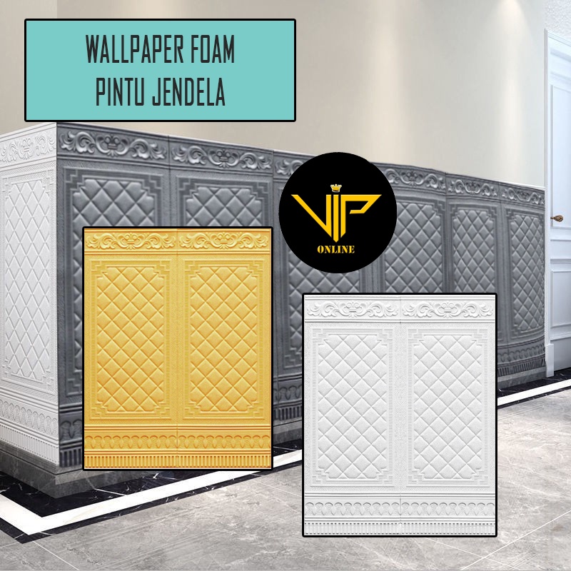 Vip WallPaper 3D Foam Batik Motif Stickers Door Window WallPaper Sticker Foam