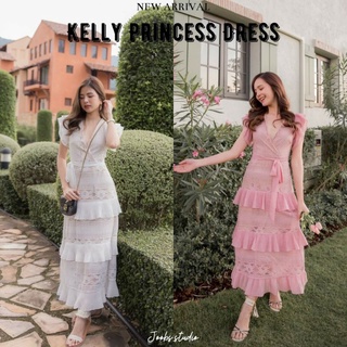 Joobs Studio✅Kelly Princess Dress👑เดรสเจ้าหญิงสีชมพู💕Sz.M เดรสออกงานผ้าลูกไม้