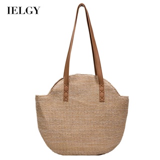 IELGY womens casual large capacity one shoulder straw bag