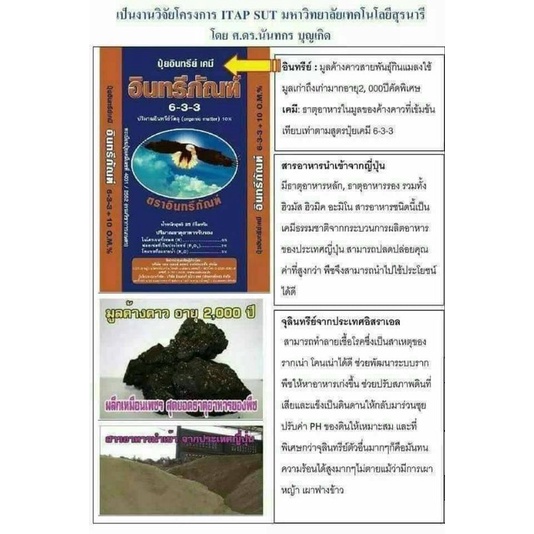 ปุ๋ยมูลค้างคาว ตราอินทรีภัณฑ์ 6-3-3