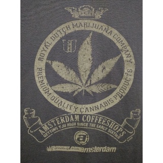 เสื้อยืดมือสอง Usa สายเขียว Cannabis Amsterdam Size XXL.อก24/ยาว27.5
