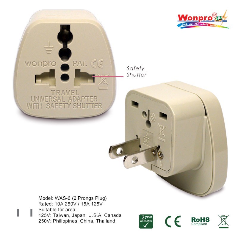 WONPRO Travel Adapter W/SS - WAS-6