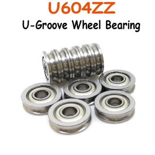 10อัน U-Groove Guide Wheel Pulley Bearing U604ZZ