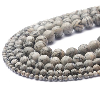 ลูกปัดทรงกลมสีเทาธรรมชาติสําหรับทําเครื่องประดับ 4 / 6 / 8 /…
