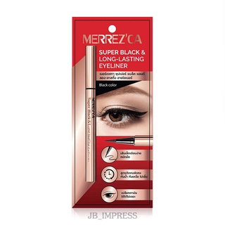 ใหม่‼ Merrezca Super Black &amp; Long-Lasting Eyeliner 0.8g.No.Black อายไลเนอร์ หัวเมจิกเส้นเรียวเล็ก