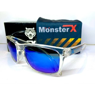 แว่นกันแดด MonsterX กรอบlสีใส เลนส์สีฟ้า โพราไล X2