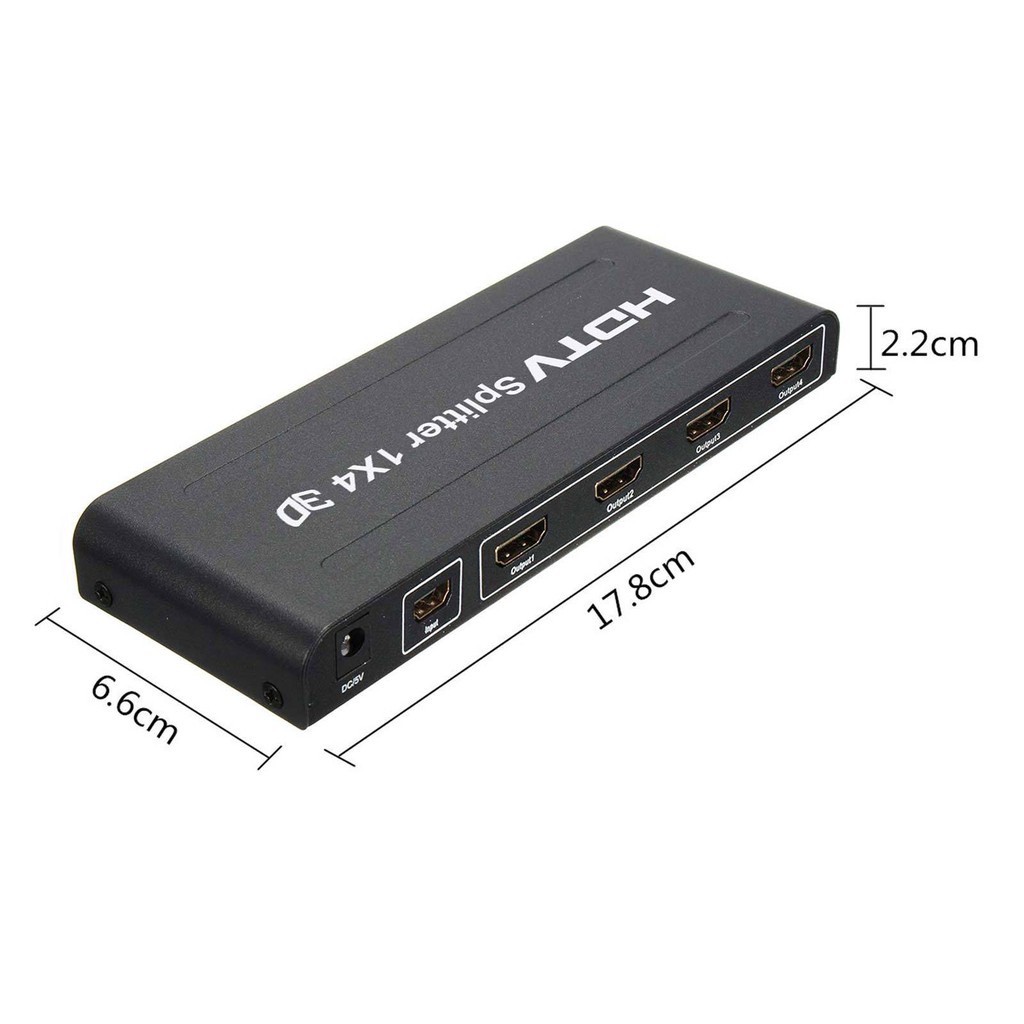 กล่องแยกสัญญาณ Splitter รุ่น HDMI 1 ออก 4 Full HD 1080P 3 D Verion 1.4 (Black)